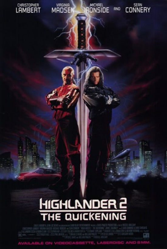 Highlander 2: The Quickening Movie Poster featuring vibrant artwork.