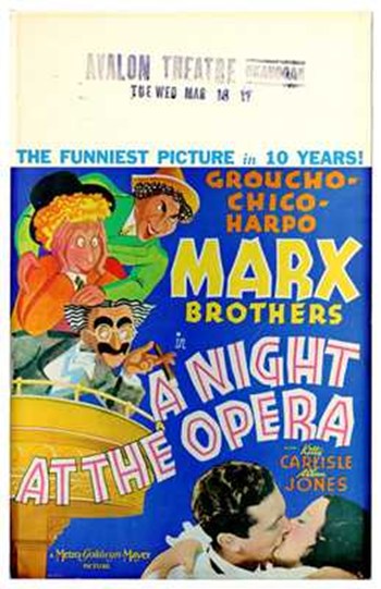 A Night At the Opera Movie Poster Print featuring classic cinema imagery.