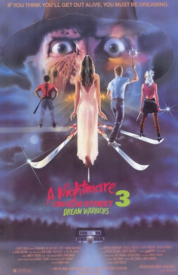Nightmare on Elm Street 3: Dream Warriors Movie Poster featuring iconic horror imagery.