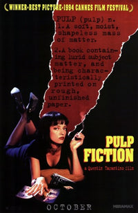 Pulp Fiction Movie Poster Print featuring iconic characters and artwork.