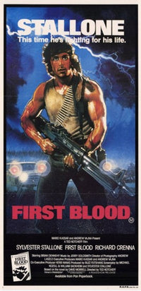 Rambo First Blood Movie Poster featuring iconic action film art.