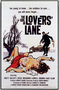 The Girl in Lovers Lane Movie Poster Print featuring romantic imagery.
