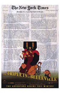 The Triplets of Belleville Movie Poster Print featuring vibrant animation art.