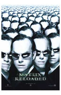 The Matrix Reloaded Movie Poster Print featuring iconic sci-fi imagery.