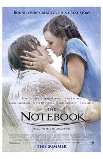 The Notebook Movie Poster featuring romantic imagery.