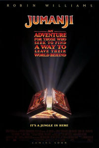 Jumanji Movie Poster Print featuring vibrant colors and adventurous design.
