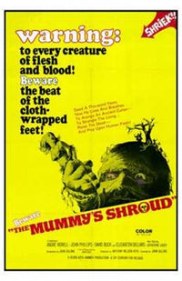 The Mummy's Shroud movie poster print featuring classic horror imagery.