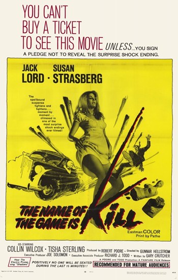The Name of the Game Is Kill Movie Poster Print featuring vibrant colors and striking design.