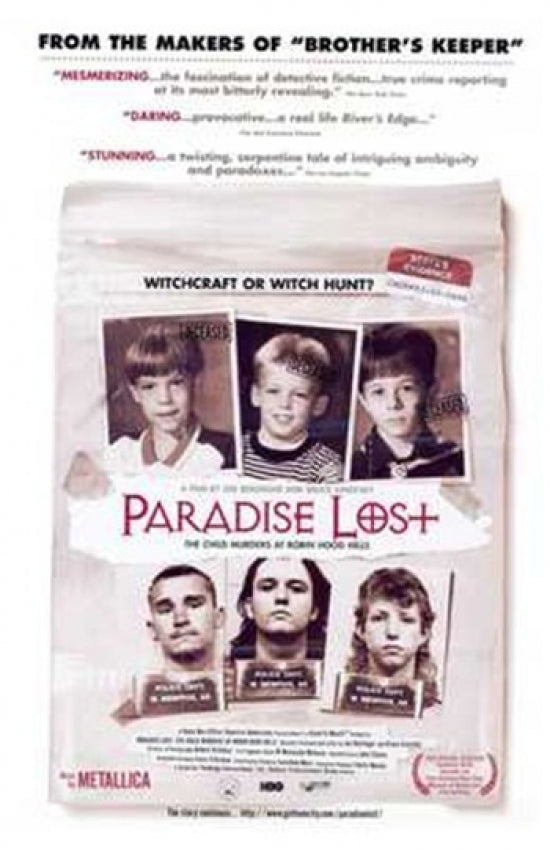Paradise Lost: The Child Murders at Robin Hood Hills movie poster featuring haunting visuals.