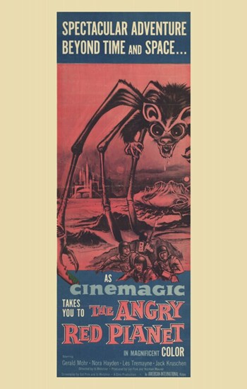 The Angry Red Planet movie poster print showcasing vibrant Mars imagery.