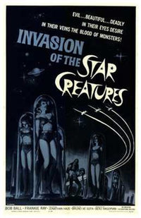 Invasion of the Star Creatures Movie Poster Print featuring vibrant colors and iconic design.
