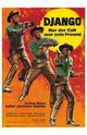 Django Shoots First movie poster print featuring classic Western imagery.