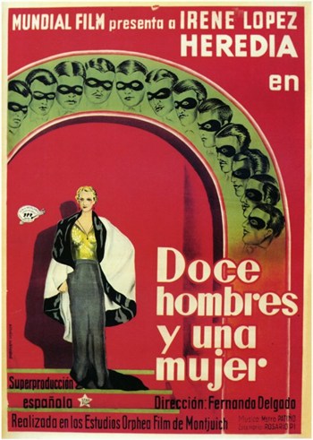 Doce Hombres y Una Mujer movie poster print showcasing vivid imagery.