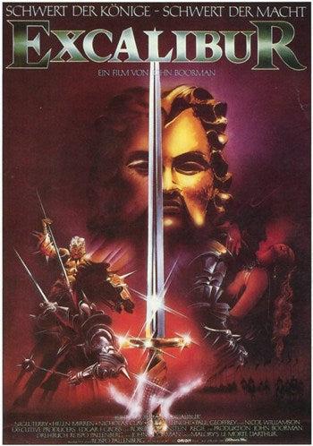 Excalibur Movie Poster Print featuring King Arthur and Excalibur sword