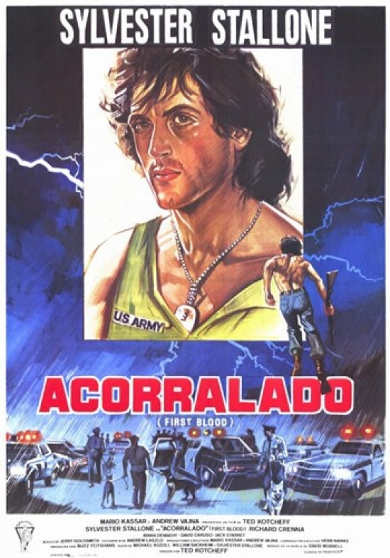 Rambo First Blood Movie Poster Print featuring iconic imagery.