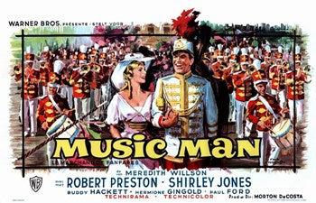 The Music Man Movie Poster Print showcasing vibrant colors and classic imagery.