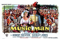 The Music Man Movie Poster Print showcasing vibrant colors and classic imagery.