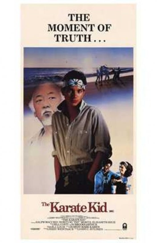 The Karate Kid Movie Poster Print featuring iconic scenes from the classic 1984 film.