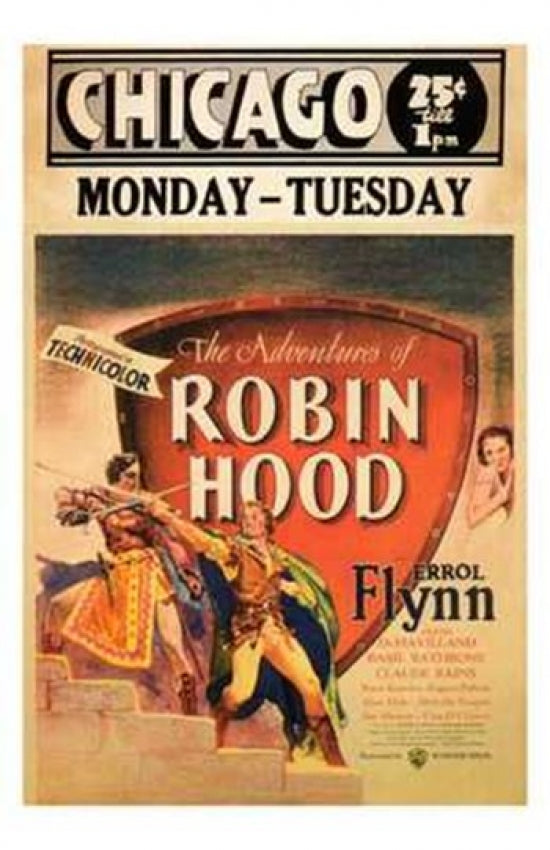 The Adventures of Robin Hood Movie Poster Print showcasing classic film imagery.