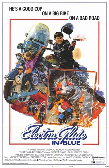 Electra Glide in Blue Movie Poster Print showcasing vibrant film art.