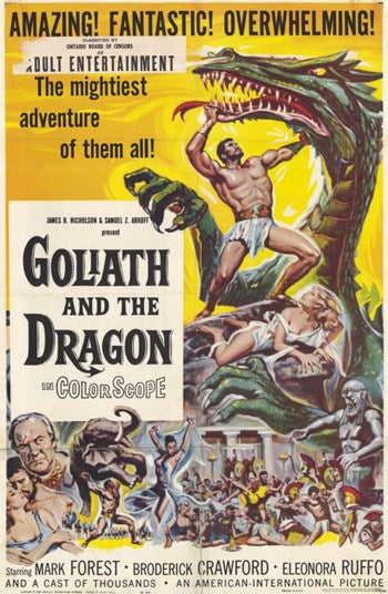 Goliath and the Dragon Movie Poster Print showcasing epic battle scene.