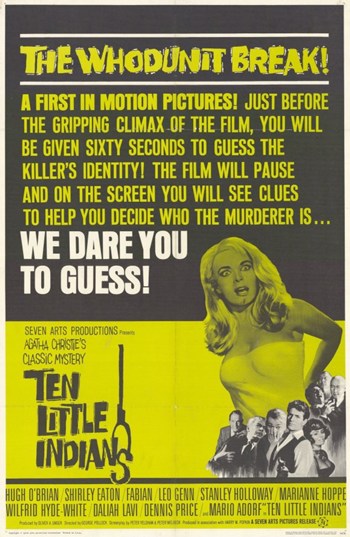 Ten Little Indians Movie Poster Print showcasing classic film art.