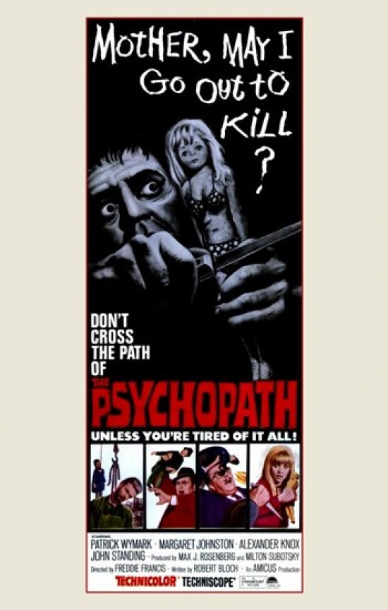 Psychopath movie poster print featuring chilling design