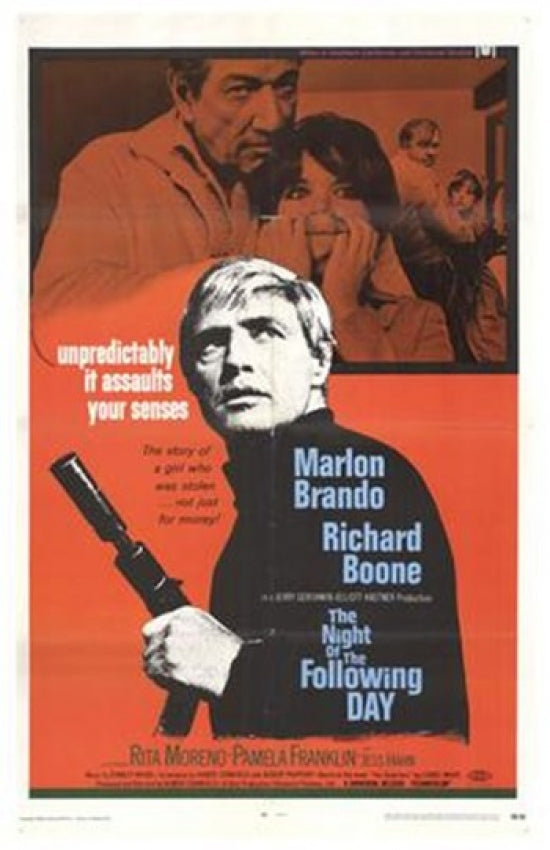 The Night of the Following Day Movie Poster featuring dramatic visuals.