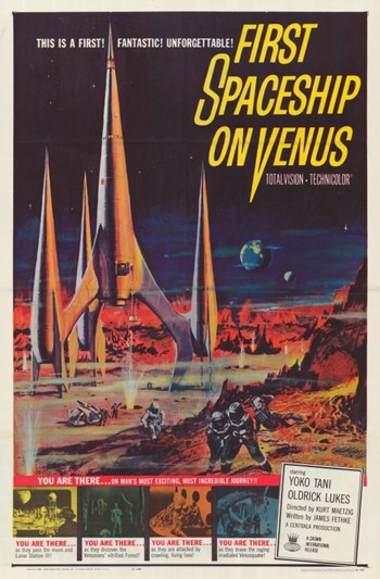 First Spaceship on Venus Movie Poster Print featuring classic sci-fi imagery.