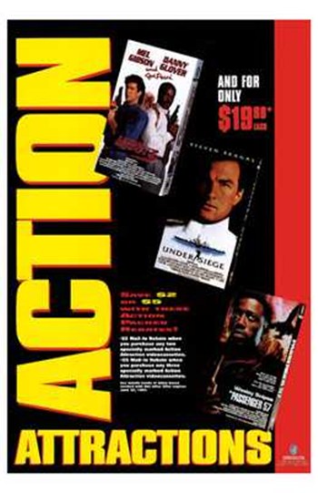Action Attractions Movie Poster Print showcasing thrilling cinema.
