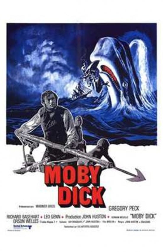 Moby Dick Movie Poster Print showcasing the iconic tale of obsession and adventure at sea.