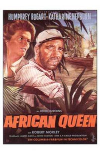 The African Queen movie poster print featuring classic film imagery.