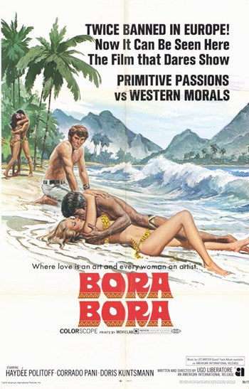 Bora Bora movie poster print featuring tropical landscape.