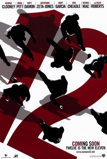 Ocean's Twelve Movie Poster Print featuring the iconic cast and vibrant colors.