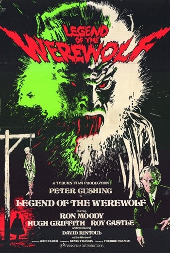 Legend of the Werewolf Movie Poster Print featuring classic horror imagery.
