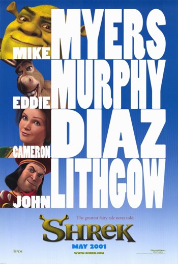 Shrek Movie Poster featuring beloved animated characters in vibrant colors.