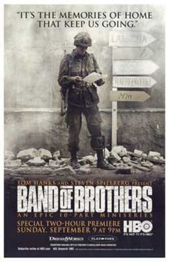 Band of Brothers Movie Poster Print showcasing iconic WWII imagery.