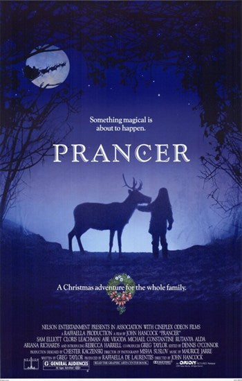 Prancer Movie Poster Print showcasing festive holiday spirit.