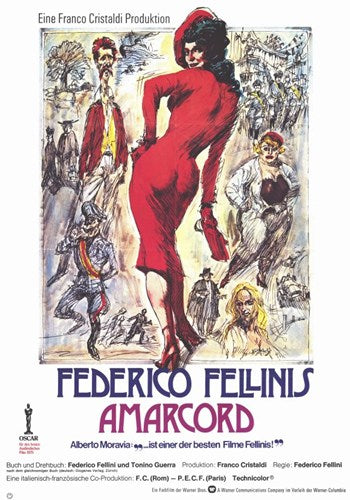 Amarcord Movie Poster Print showcasing classic cinema art.