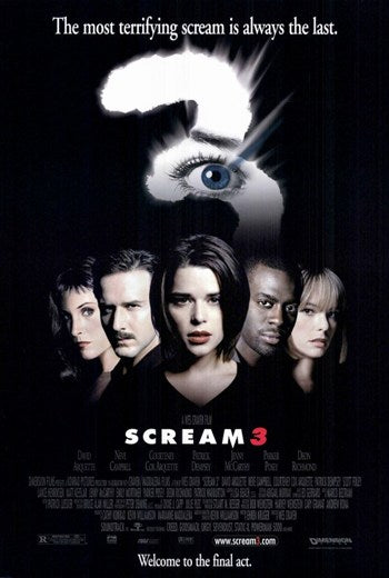 Scream 3 Movie Poster Print featuring chilling imagery from the iconic horror film.