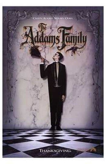 The Addams Family Movie Poster Print featuring iconic characters.