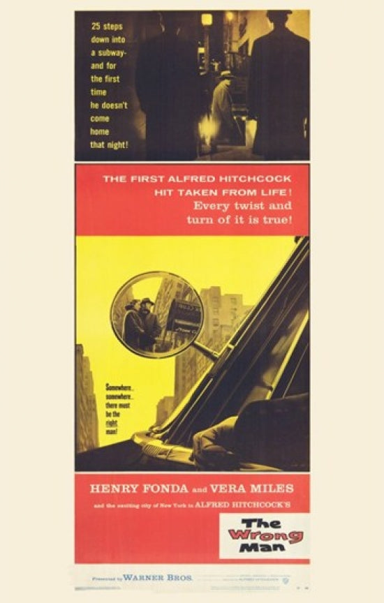 The Wrong Man Movie Poster Print showcasing classic Hitchcock film.