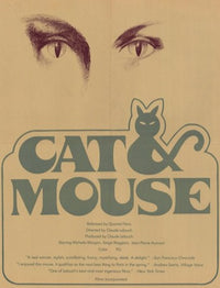 Cat and Mouse Movie Poster Print featuring whimsical feline and rodent chase.