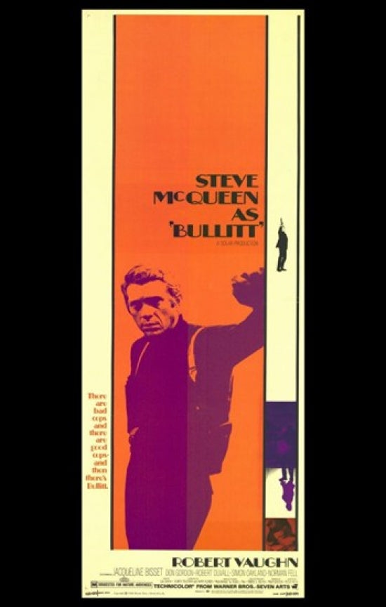 Bullitt Movie Poster featuring classic action film art.