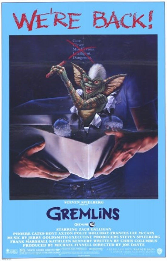 Gremlins Movie Poster Print featuring mischievous creatures from the classic film.