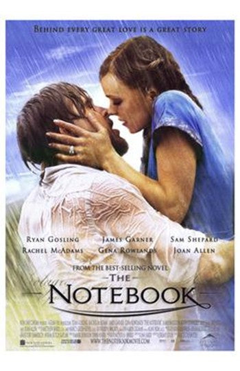 The Notebook movie poster print showcasing romantic imagery.