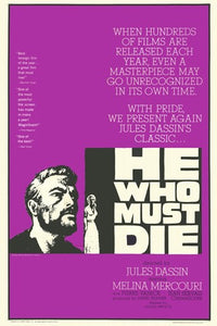 He Who Must Die Movie Poster featuring classic film artwork.
