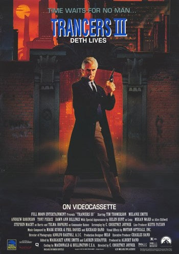 Trancers 3 Deth Lives Movie Poster featuring iconic sci-fi imagery
