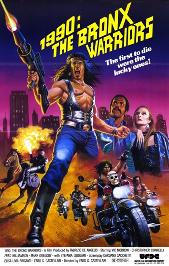 1990 the Bronx Warriors Movie Poster Print featuring dynamic imagery