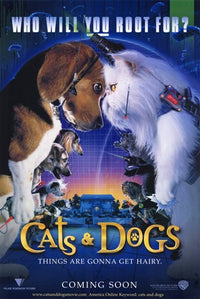 Cats and Dogs Movie Poster Print featuring playful pet characters.